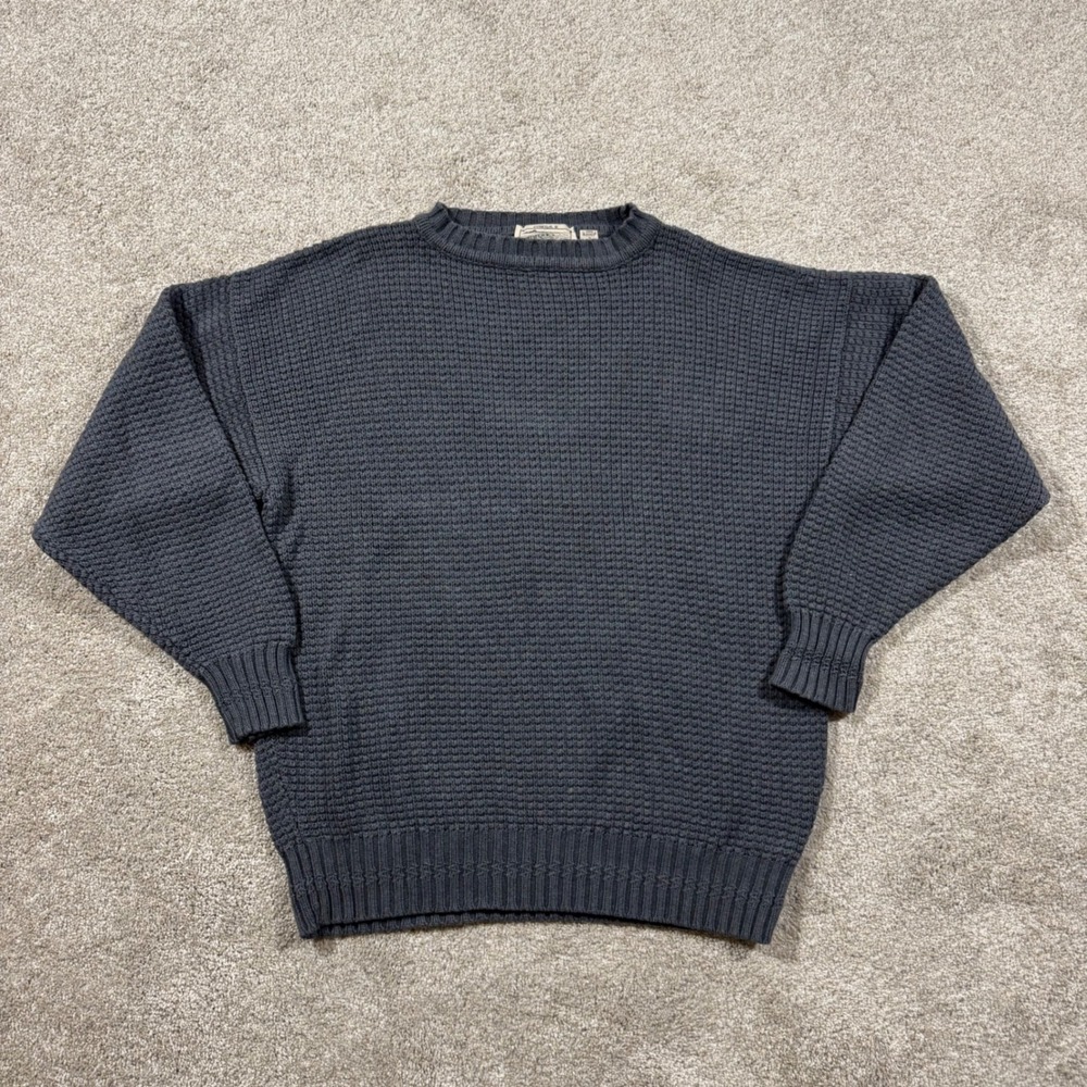 Jamie Burns Donegal II Mens Large Wool Cotton Sweater Hand Loomed Ireland Gray